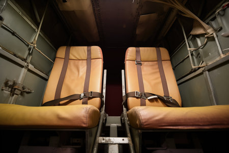 twin seats in a cargo truck cabin, created with generative aiの素材