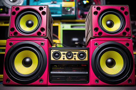 close-up of a zumba studios stereo system, created with generative aiの素材