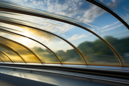 detailed shot of aerodynamic curves on a bus roof, created with generative aiの素材