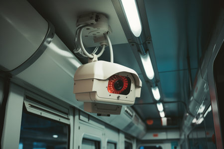 a security camera inside a bus, created with generative aiの素材