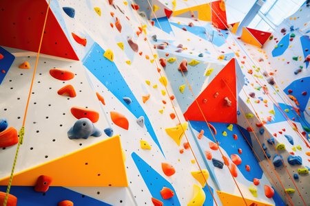sport climbing wall with taped routes, created with generative aiの素材