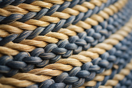 detailed shot of a woven rope on diy sailboat, created with generative aiの素材
