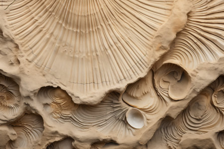texture of seashell fossil in soft sandstone, created with generative aiの素材