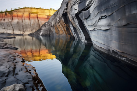 extinct coral fossil etched into rock, created with generative aiの素材
