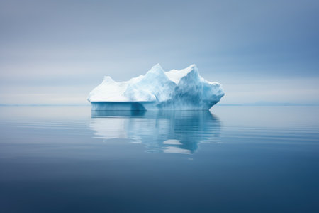 a floating iceberg on a calm sea surface, created with generative aiの素材