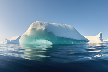 dome-shaped iceberg glowing in the daylight, created with generative aiの素材