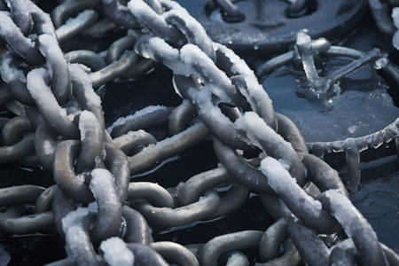 close-up of zamboni tire chains on an icy surface, created with generative aiの素材