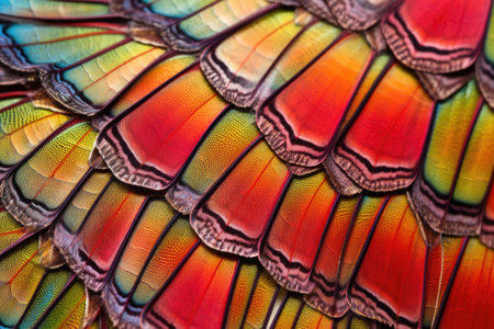 macro shot of a butterfly wing for a multicolored pattern, created with generative aiの素材