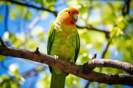 parrot perched on a tree branch, created with generative aiの素材