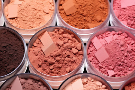 a mixing station with various blush and bronzer ingredients, created with generative aiの素材