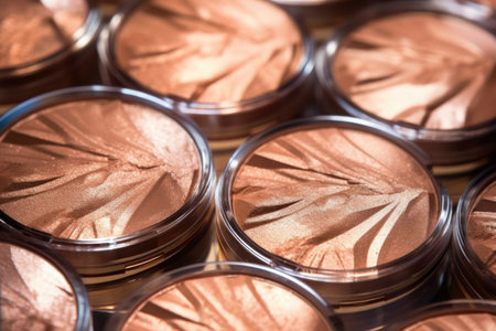 detail of shiny bronzer shades in studio light, created with generative aiの素材