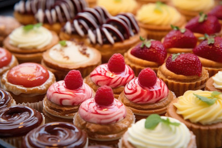 macro shot of pastries with various fillings, created with generative aiの素材