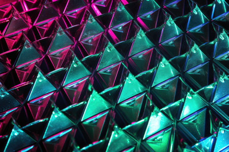 diamond plate texture under neon light, created with generative aiの素材