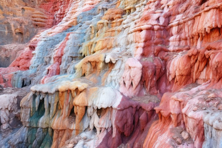 close-up of colorful mineral deposits in a canyon, created with generative aiの素材