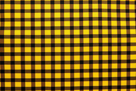 macro of yellow and black plaid school uniform fabric, created with generative aiの素材