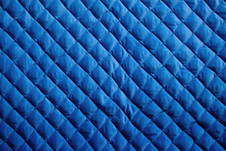 velvet quilted bed cover in royal blue color, created with generative aiの素材