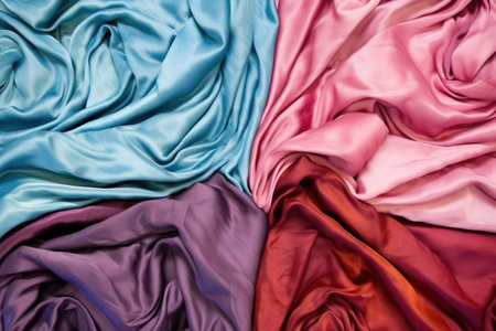 gathered silk fabric illustrating depth and volume, created with generative aiの素材