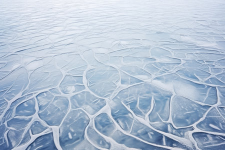 close-up of frost patterns on sea ice, created with generative aiの素材