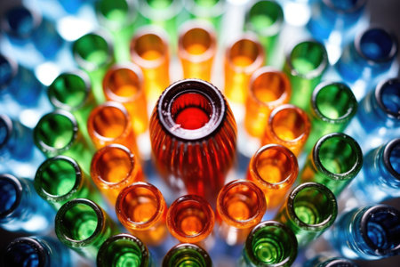 water droplets on a bottle creating bokeh, created with generative aiの素材