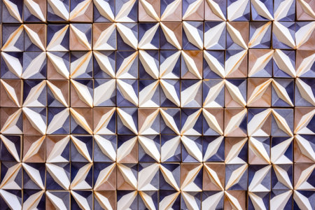 stylish geometric pattern on kitchen backsplash tiles, created with generative aiの素材
