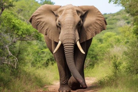 an elephant flapping its large ears, created with generative aiの素材