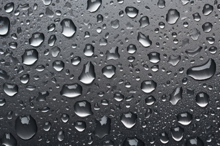 water droplets on dark slate, created with generative aiの素材