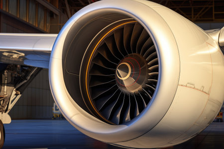 jet engine of a modern passenger airplane, created with generative aiの素材