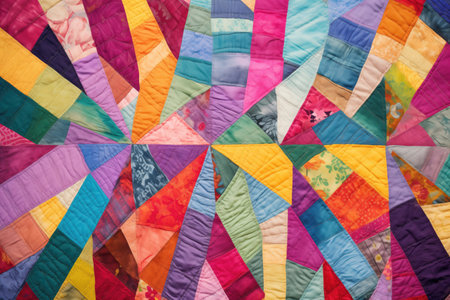 a colorful patchwork quilt spread flat, created with generative aiの素材
