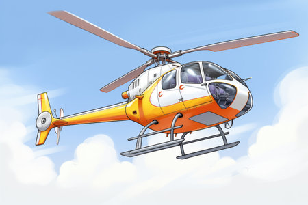 modern sleek helicopter against a cloudy sky, created with generative aiの素材