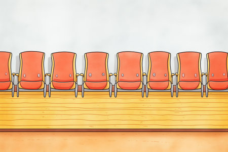 red theater seats in a straight line, created with generative aiの素材