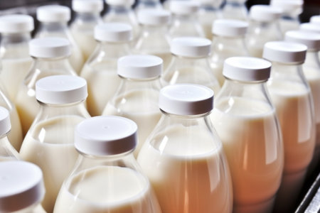 close-up of sealed coffee creamer containers ready for distribution, created with generative aiの素材