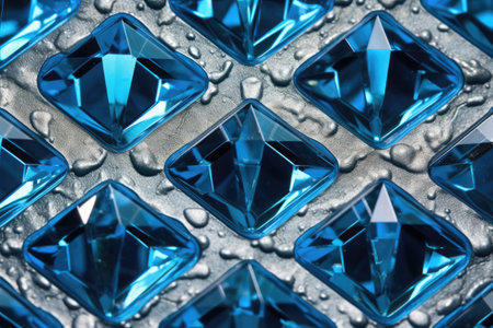 close view of a blue diamond plate, with reflections, created with generative aiの素材
