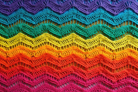 rainbow crochet sweater depicting vivid hues, created with generative aiの素材