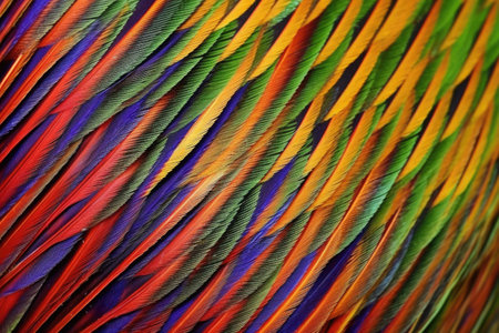 close up of a rainbow lorikeet feather on a neutral environment, created with generative aiの素材