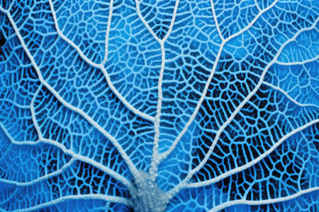 bright blue sea fan coral close-up, created with generative aiの素材