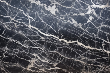 smooth black marble slab with intricate white grain patterns, created with generative aiの素材