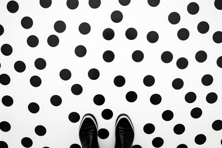 black and white polka dots painted on a wall, created with generative aiの素材