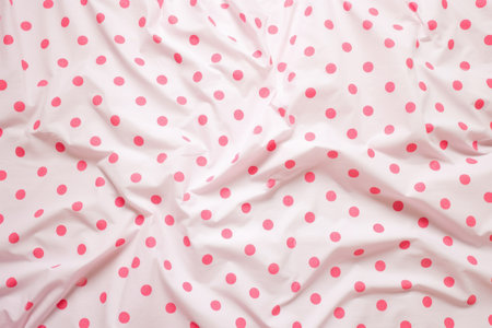 pink polka dots on a white bedsheet, created with generative aiの素材