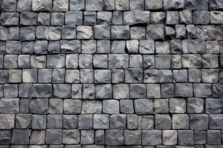 square grey stone wall up close, created with generative aiの素材