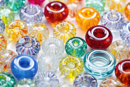 glass of colorful bead swirls, created with generative aiの素材