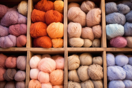 an array of different types of wool fibers, created with generative aiの素材