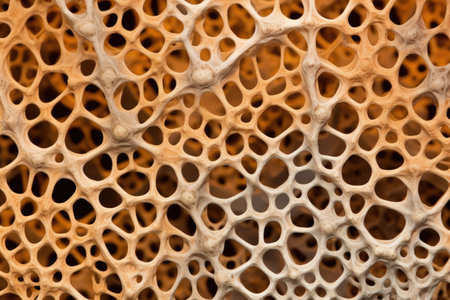 microscopic view of porous bone structure, created with generative aiの素材
