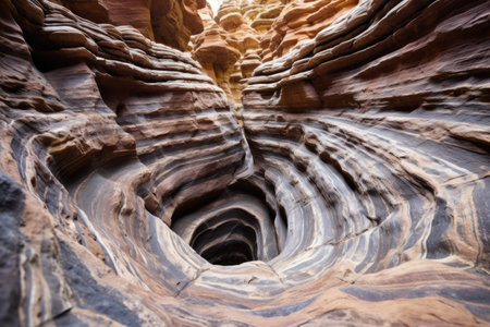 spiral patterns in cave canyon rock formations, created with generative aiの素材