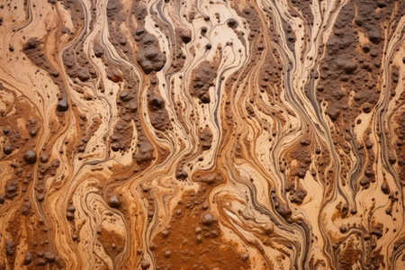 mud swirled in water, creating brown patterns, created with generative aiの素材