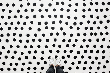 black and white polka dots painted on a wall, created with generative aiの素材