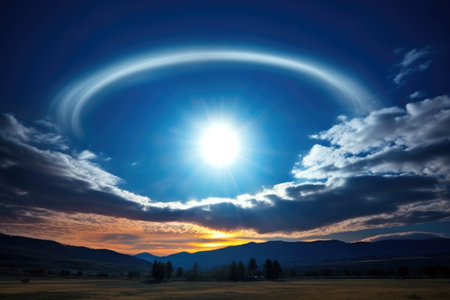lunar halo surrounding a bright, full moon, created with generative aiの素材