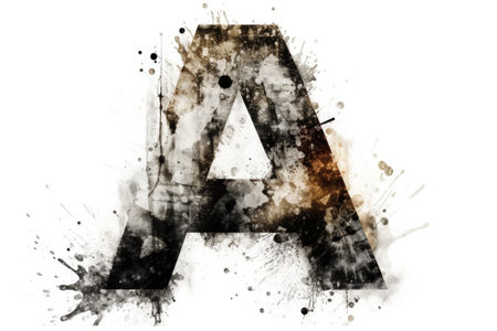 letter a, grunge style, on white background, created with generative aiの素材