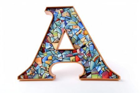 letter a, mosaic style, on white background, created with generative aiの素材
