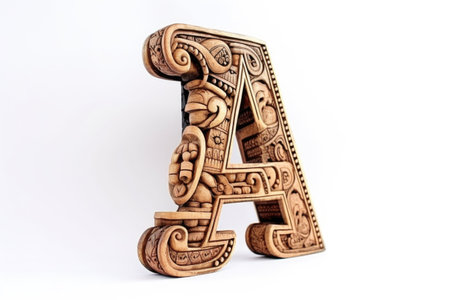 letter a, mayan style, on white background, created with generative aiの素材