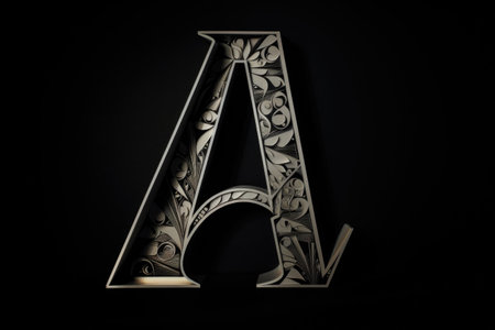 letter a, paper cut-out style, on black background, created with generative aiの素材